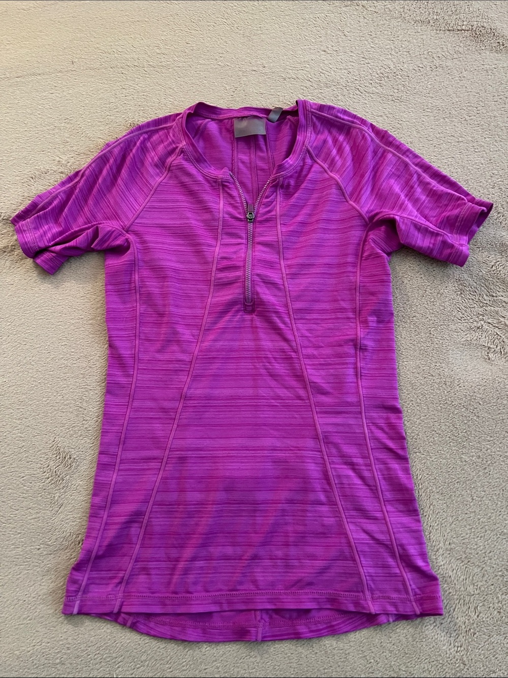 Athleta Purple Short-Sleeve Swim Top Rashguard with Front Zipper